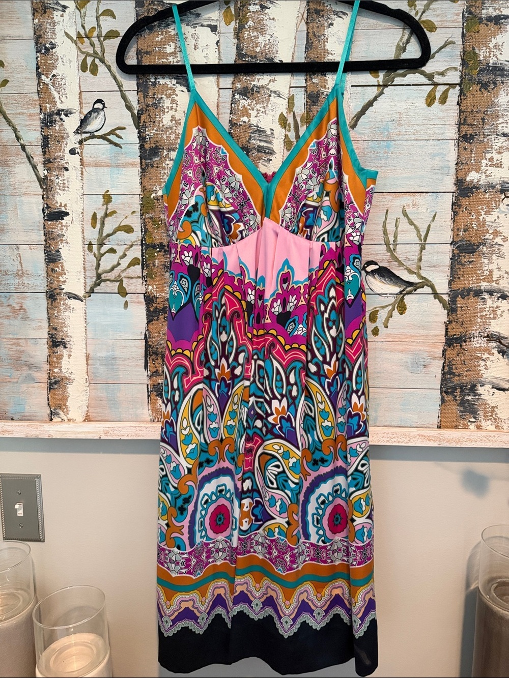 Mixit Pink Teal Purple Printed Slip Dress